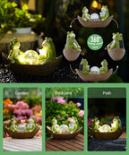 Solar Frogs Boating Statue Garden Decor: Outdoor Sculpture Lights Decorations Art Ornament Yard Lawn Backyard - Ideal Gifts for Women Mom Grandma