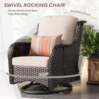 HOOOWOOO Patio Outdoor Furniture with Large Fire Pit Table,High Back 6 Piece Wicker Patio Conversation Set with Swivel Chairs,7 Person Couch Sofa Seating,Beige
