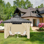 Gazebo Universal Replacement Privacy Curtain, 10'X10' Gazebo Curtains Outdoor Waterproof, 4-Panels Sidewall with Zipper for Patio, Garden and Backyard (Only Curtains, 10'X10', Khaki)