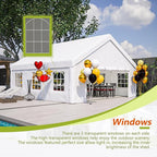 20x20 FT Heavy Duty Party Tent, White Outdoor Canopy with Removable Sidewalls & 2 Storage Bags, Waterproof Gazebo for Wedding, BBQ, Camping, and Commercial Use