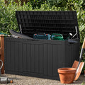 YITAHOME 100 Gallon Resin Deck Box, Weather Resistant Outdoor Storage Box, Lockable Indoor Outdoor Storage for Supplies and Essentials, Black