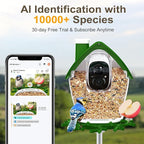 birdsnap® P33 - Bird Feeder with Camera Solar Powered, 2K Video Bird Camera Feeder Live with 32GB Card, AI Identify Feather Species, Auto Record in Backyard, for Birds Lover