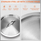 Stock Pot 20 Quart - Stainless Steel Stock Pot with Lid – Heavy-Duty Cooking Pot for Soup, Stew, Pasta – Commercial & Home Use, Induction Compatible - 5 Gallon