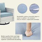 Outdoor Patio Swivel Rocker Chairs - Wicker Patio Swivel Rocking Chairs Set of 2 with Waterproof Wicker,Comfortable Cushions and Sturdy Metal Frame for Outside Porch Deck Backyard(Light Grey/Sky Blue)