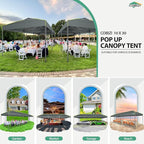 COBIZI 10x30 Pop Up Canopy Tent with Air Vent EZ Pop Up Party 10x30 Canopy Tent Waterproof and UPF50+,Outdoor Canopy Tent for Parties Wedding Events,with Roller Bag, Sandbags(Gray