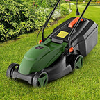 Electric Lawn Mower, 13" Corded Lawnmower with 10 Amp Copper Motor, 6.6-Gallon Grass Collection Box & 3-Position Heights, Push Lawn Mower Electric De-thatcher for Garden & Farmyard (Green)