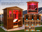 Red Cedar Ultra Low EMF Far Infrared Outdoor Sauna 3 Person with Ergonomic Seat, Mid-IR Beauty Lamp, 1950 W, 7 Infrared Carbon Plate Heaters, Chromotherapy Lamp, Reading Lamp, Bluetooth Speaker