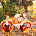Thanksgiving Turkey Porch Goose Outfits Fall Lawn Goose Clothes, Fits 23" Cement Plastic Goose Statue for Autumn Outdoor Garden Yard Patio Statue Art Decoration