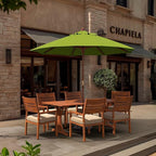 California Umbrella 9' Premium Commercial Hardwood Patio Umbrella, Manual Lift With Sunbrella Macaw Fabric