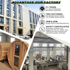 Outdoor Barrel Sauna, 6 Person Wood Steam Sauna Room with Porch, 6kw Toule Electric Heater with Sauna Stone, Canadian Red Ceder, Sauna Accessories, Roof, 94.48”*70.86“*70.86“ (Red Ceder)