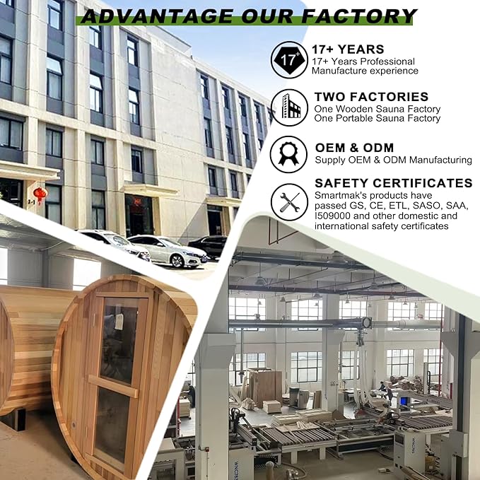 Customize Wood Burning Outdoor Sauna 2-3 Person, Customize Outdoor Steam Saunas, Panaromic Glass, Outside Sauna Room with Backrest Headrest, Wood Stove Saunas (0-195℉)