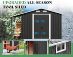 Jocisland Outdoor Storage Shed 10.6x10.3x6.3 FT, Rolling Door Shed with Dual 4-Pane Windows for Wood Storage, Dark Grey/White