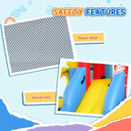 Qaba Inflatable Water Slide, Kids Bounce House Park 6 in 1 with 550W Blower, Splash Pools, 2 Slides, Trampoline, Climbing Wall, Cannon, Basketball Hoop, for Backyard, Party