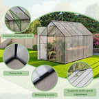 6X10 FT Greenhouse for Outdoors, Heavy Duty Polycarbonate Greenhouses, Large Walk-in Greenhouse with Roof Vent, Aluminum Hot House for Garden & Backyard