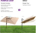 PURPLE LEAF 9ft Patio Umbrella Outdoor Square Umbrellas Large Cantilever Umbrella Windproof Offset Heavy Duty Sun Umbrellas for Garden Deck Pool Patio, Beige