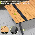 Pellebant 13 Piece Patio Table and Chairs Set for 12, Aluminum Outdoor Dining Set with Umbrella Hole, Stackable Dining Chairs & 114" Dining Table, Brown