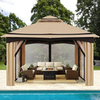 MASTERCANOPY 10x12FT Outdoor Patio Gazebo with Mosquito Netting for Backyard, Patio, Garden Beige