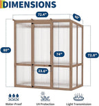 4x6FT Wooden Greenhouse with Cedar Frame, Outdoor Wood Greenhouses with Roof Vent, Wood and Polycarbonate Walk-in Greenhouse