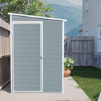 4x8 FT Resin Storage Sheds Outdoor with Floor, 2 Windows & Lockable Door Storage Shed - Waterproof Garden Tool Shed, Patio & Backyard Tool Storage Cabinet Use - Grey