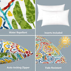 LVTXIII Set of 2 Patio Lumbar Pillows, 12”x20” Fade Resistant Outdoor Lumbar Pillow with Inners, Fluffy Decorative Garden Lumbar Cushions for Home Patio Coach Sofa Use, Paisley Multi