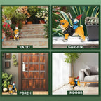 Garden Gnome Statue Holding Sword Outdoor, Funny Garden Gnome Riding Dog Statue Decoration Lawn Figurines for Home Patio Yard Garden Decor Indoor Outdoor, Housewarming Garden Gift