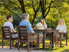 SERWALL 7-Piece Patio Dining Table Sets, Outdoor HDPE Dining Furniture Set with Umbrella Hole Cut-Out Table and 6 Chairs, All Weather Dining Set for Lawn, Garden, Backyard, Poolside, Coffee