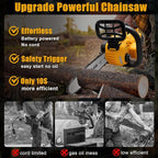 Chainsaw Cordless, 12 Inch Electric Chain Saw, Handheld Brushless Chainsaws with Tool-free Chain Tension & Auto Lubrication, 4000mah*2 Battery (12 Inch Chainsaw)