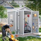 CDCASA 6x3 FT Resin Storage Shed, Waterproof Outdoor Shed with Floor & Window & Lockable Door Included, Outside Plastic Tool Sheds for Garden, Patio, Backyard, Light Gray