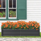 Domi Raised Garden Beds Outdoor, 8x4x1.5Ft Thickening Tall Metal Rectangular Deep Root Box Planter for Vegetables, Flowers, Herbs, and Succulents 1.5" Deep w/ 342 Gallon Capacity - Dark Gray