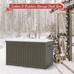 NUNU LAB 230 Gallon Outdoor Storage Box, Large Resin Deck Box with Lockable Lid, Waterproof & UV-Resistant Patio Storage Bin for Garden Tools, Pool Accessories & Furniture, Grey