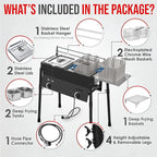 Dual Tank Propane Fryer - Commercial Grade, High-Capacity, with Safety Features - Ideal for Outdoor Catering and Events