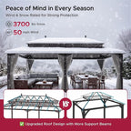 SUNJOY Kingston 20' x 12' Hardtop Gazebo with Galvanized Steel Double Roof, Curtain and Netting, Brown Aluminum Posts Permanent Pavilion Gazebo for Garden, Patio, Deck, Lawn