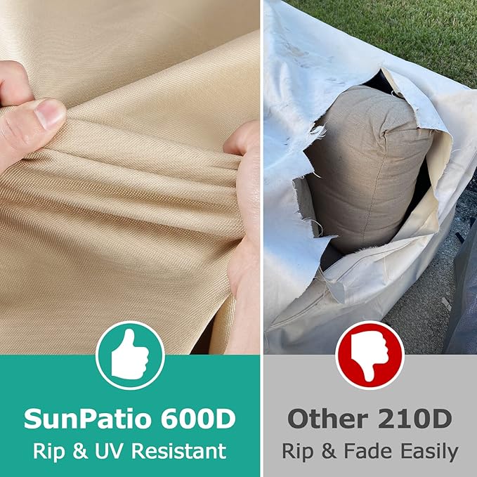 SunPatio Chaise Lounge Cover Outdoor Waterproof, Heavy Duty 2 Pack Patio Lounge Chair Cover, UV & Rip & Fade Resistant, All Weather Protection, 80W x 32D x 25H inch, Beige & Olive