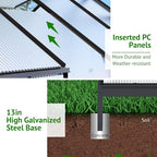 12x6ft Polycarbonate Greenhouse, Heavy Duty Walk-in Aluminum Greenhouse for Outdoors, Garden, Backyard, with Ventilation Window, Rain Gutter, Sliding Door