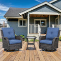 Patio Wicker Chairs Swivel Rocker,3 Pieces Patio Furniture Set with 360 Degree Wicker Swivel Rocking Chairs and Side Table for Garden,Porch,Backyard