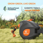 Giraffe Tools BW35 Retractable Garden Hose Reel | Wall-Mounted, Automatic Rewind, 100ft 1/2" Hose with 9-Pattern Spray Nozzle | Outdoor, Lawn, Garden & Car Cleaning Use