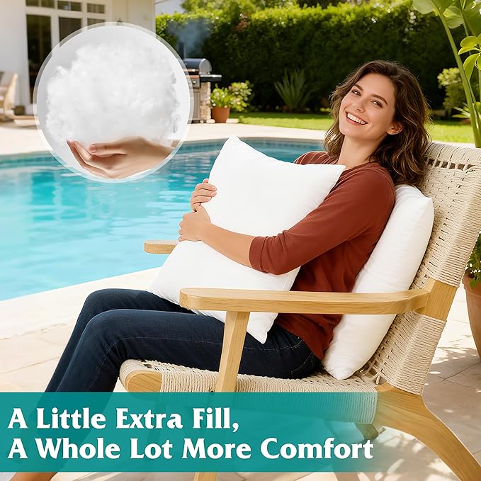 Oubonun 20x20 Waterproof Outdoor Pillow Inserts – Set of 2 Soft & Fluffy, Water Resistant Throw Pillows for Patio, Garden, Porch, or Indoor Decorative