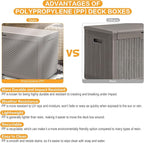 Modern-Depo 100 Gallon Deck Box Waterproof Outdoor Storage Bench Polypropylene PP Garden Tools Pool Towel Storage Bin Porch Delivery Box, Gray