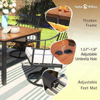 Sophia & William 5 Pcs Patio Furniture Outdoor Dining Set, 42" Square Metal Patio Table and Swivel Chairs with Cushions, Adjustable Umbrella Hole, Conversation Bistro Set for Garden,Yard,Deck