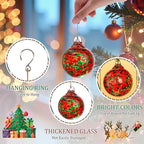 Hand Blown Glass Gazing Balls for Garden Hanging Friendship Balls Christmas Ball Ornaments for Xmas Tree Decoration (Red - A)