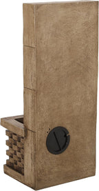 Merax 35.25" High Wall Tower Fountain,Weather-Resistant Outdoor Fountain with LED Lights, Light Brown Faux Stone, Garden Fountain for Patio, Yard, or Entryway