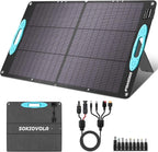 100W Portable Solar Panel for Power Station,ETFE Portable Foldable Solar Charger NextGen 25% High Conversion IP68 Waterproof Solar Panel for Camping Outdoor RV Blackout