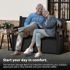 Outdoor Storage Bench - Waterproof Resin Patio Bench with Storage, All-Weather Durable Design for Garden, Deck, or Patio