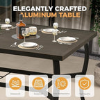 HAPPATIO 7 Piece Patio Dining Set, Aluminum Outdoor Dining Set for 6, Patio Furniture Sets, 2 Swivel Dining Chairs, 4 Dining Chairs, Aluminum Furniture Set for Patio, Yard (Black)