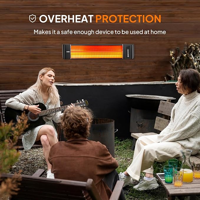 ROVSUN 1500W Outdoor Electric Heater, Patio Wall Mounted Heater with 12H Timer, 3 Adjustable Modes, 3s Instant Heating for Indoor Outdoor Backyard Garage (2 Set)