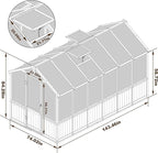 6x12 FT Greenhouse Kit for Outdoor, Thickened Polycarbonate Panel Wooden Walk-in Green House with Lockable Door and Adjustable Roof Vent, Backyard Garden, Black