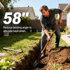 VNIMTI Trench Shovel for Clean Trenches, 4-Inch Trenching Shovel with Fiberglass Handle, 58 Inches