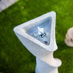 XBrand 39 in. H Freestanding Resin Fiberglass Sculptural Modern Twisted Pilar Outdoor Garden Fountain w/LED Light