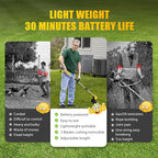 Aokia Weed Wacker Cordless for Lawn: Grass Mower with Roller - 2.0Ah Battery Powered for Hedge Clearance Yard Cutting Tree - String Trimmers for Garden Cutter Handyman Landscaper