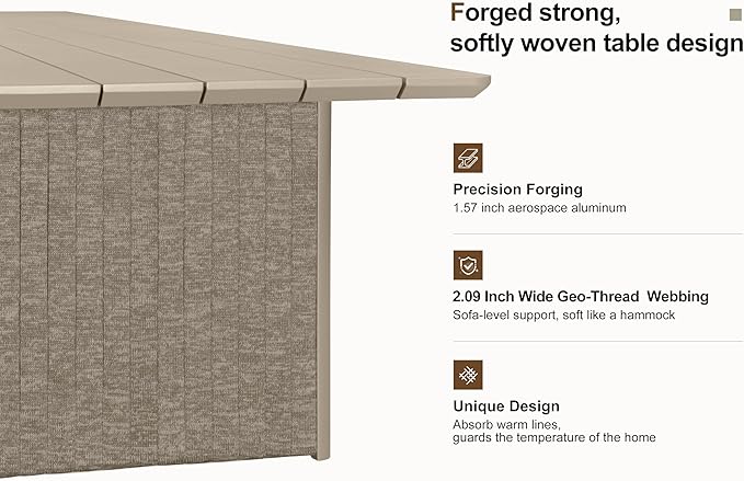 PURPLE LEAF 11 Pieces Outdoor Patio Dining Set Modern Large Weather-Resistant Table and Aluminum Chairs with Olefin Thick Cushions for Indoor Decor Kitchen Beige